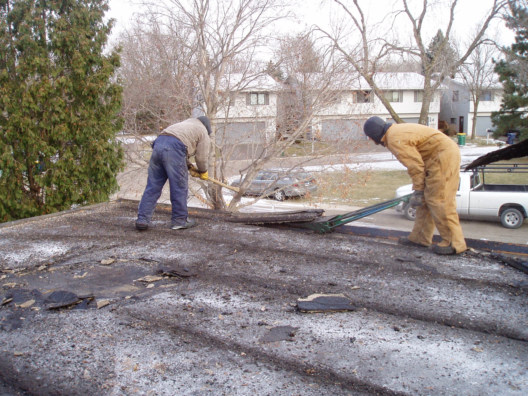 Flat roof repair after a storm in Minneapolis