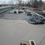 Flat roof being replaced